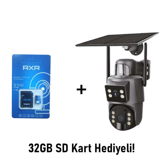 RXR C38 Çift Lensli Solarlı Sim Kartlı 4G Kamera